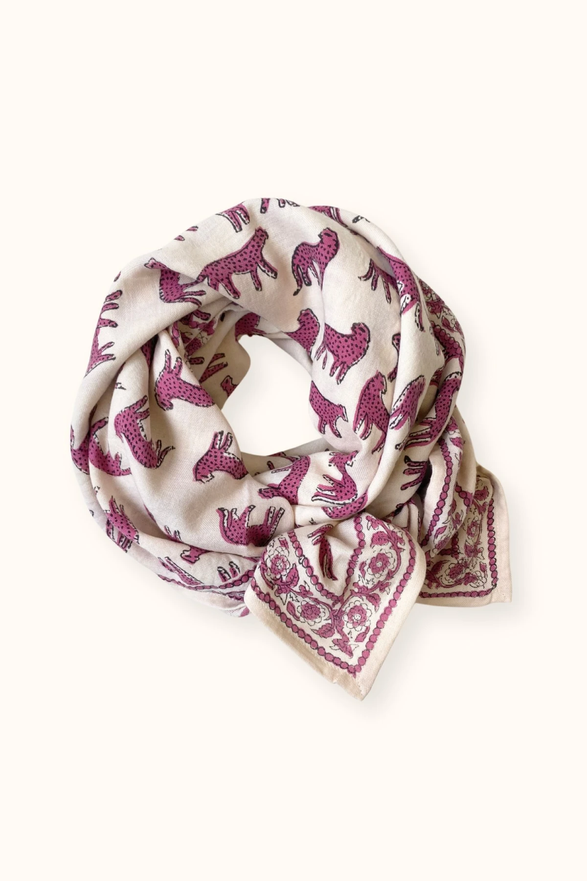 Apaches Collections – Big Foulard Latika « Bengale » Macadamia.