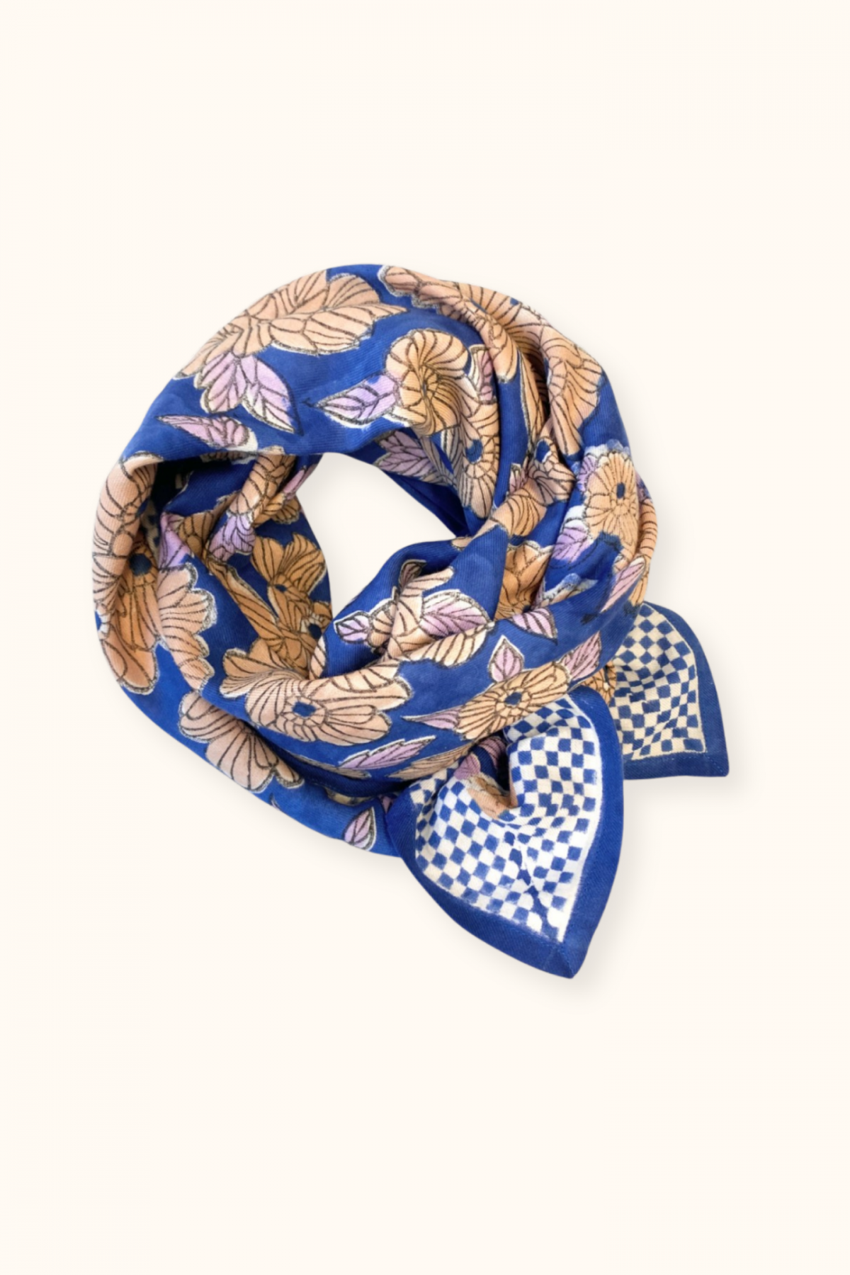 Apaches Collections – Big Foulard Latika « Bloom » Bleu Klein.