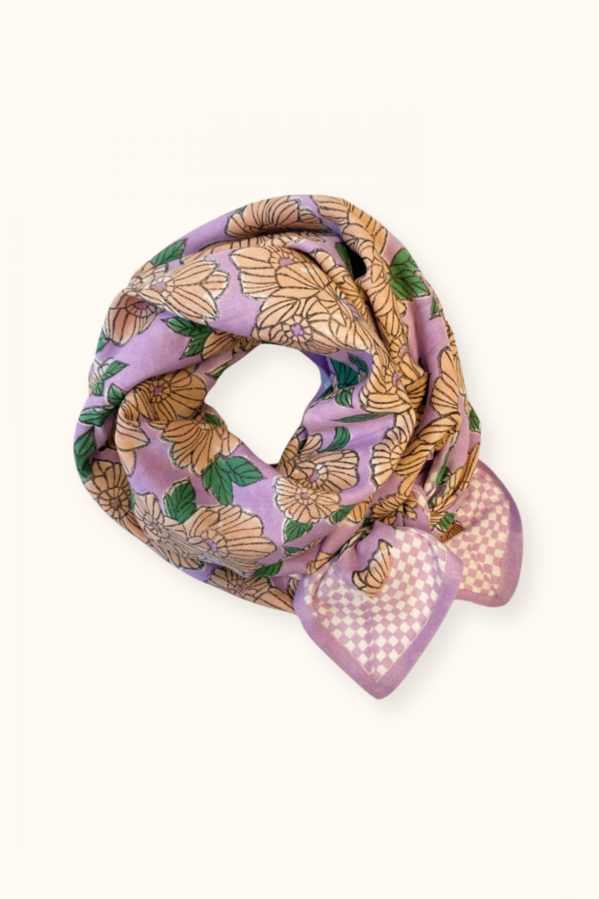 Apaches Collections – Big Foulard Latika « Bloom » Lavande.