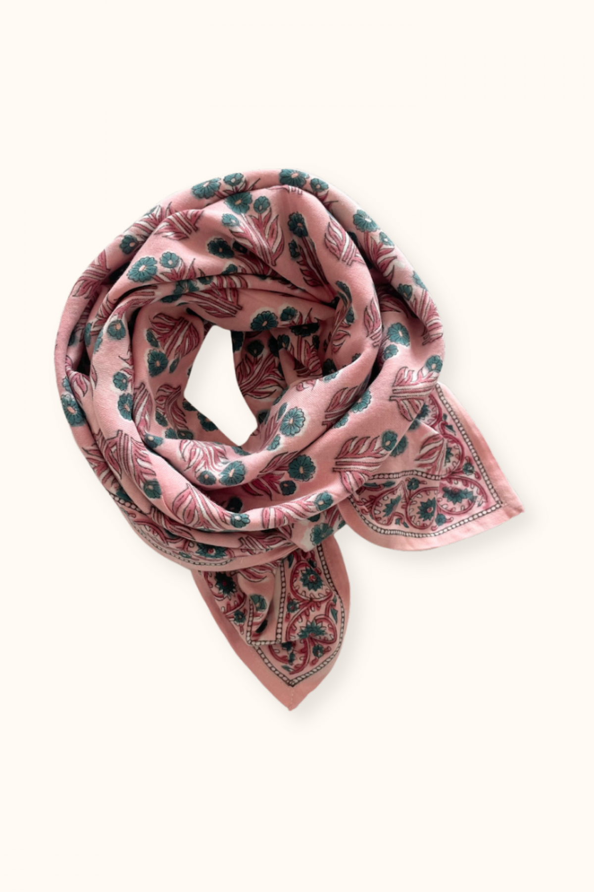 Apaches Collections – Big Foulard Latika « Bouton d’Or » Fraisier.