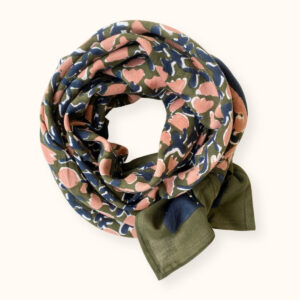Apaches Collections – Big Foulard Latika « Tulipe » Kaki.
