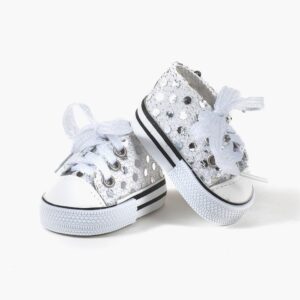 Minikane Baskets Komvers blanc à séquins.