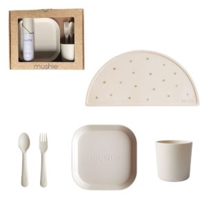 Coffret repas 5 pièces, coloris Crème. Mushie.