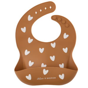 Bavoir silicone coeur caramel.