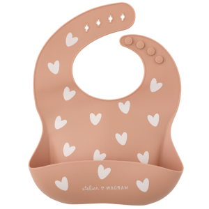 Bavoir silicone coeur latté.