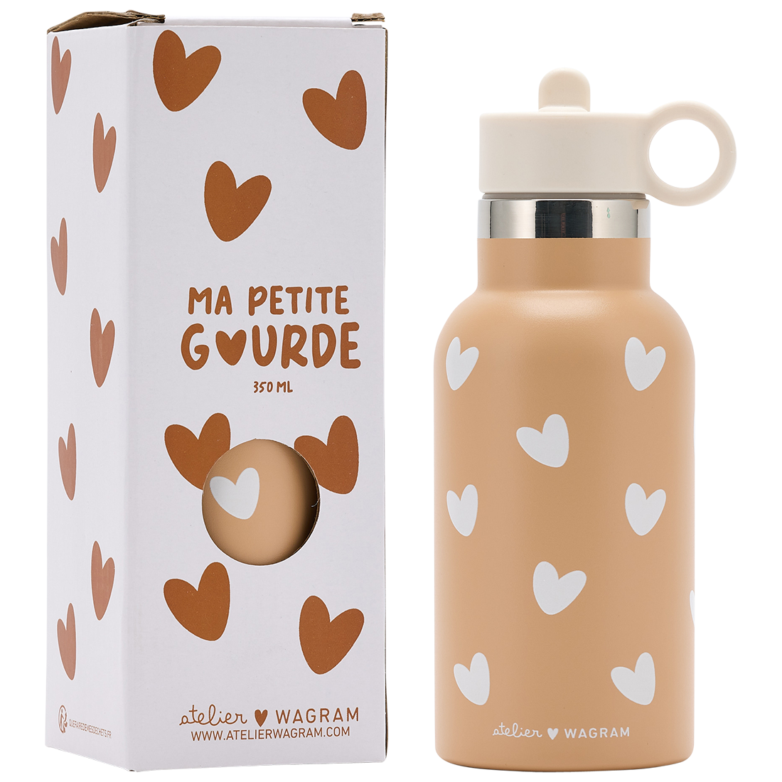 Gourde acier inox, coeur nougat.