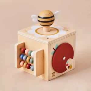 Mini-cube d&rsquo;activités en bois Abeille.