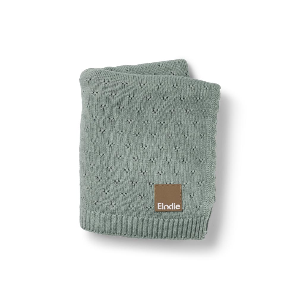 Couverture en maille pointelle – Pebble Green.