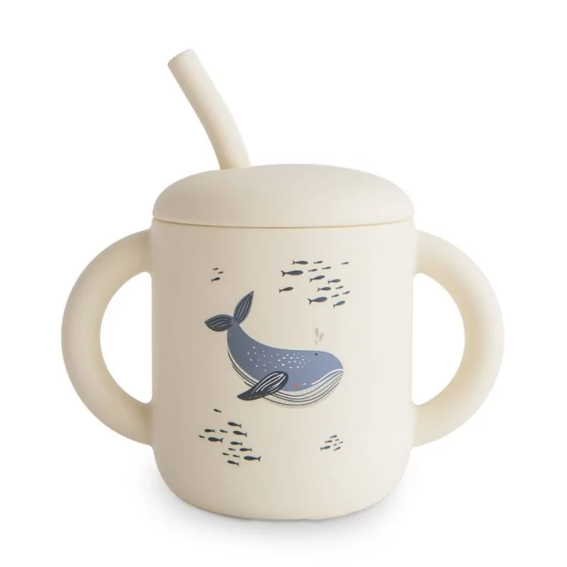 Tasse avec paille « Whales ». Mushie