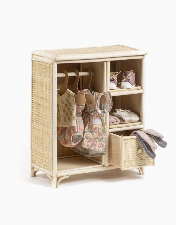 Minikane Jakarta – Armoire pour dressing poupée « Banjar » et ses 3 cintres.