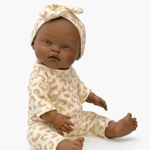 Minikane Poupée Cuties Betty et son ensemble top manches longues / legging en molleton Féline avec headband.