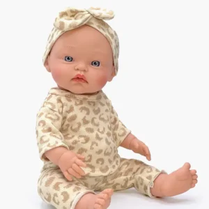 Minikane Poupée Cuties Iris et son ensemble top manches longues / legging en molleton Féline avec headband.