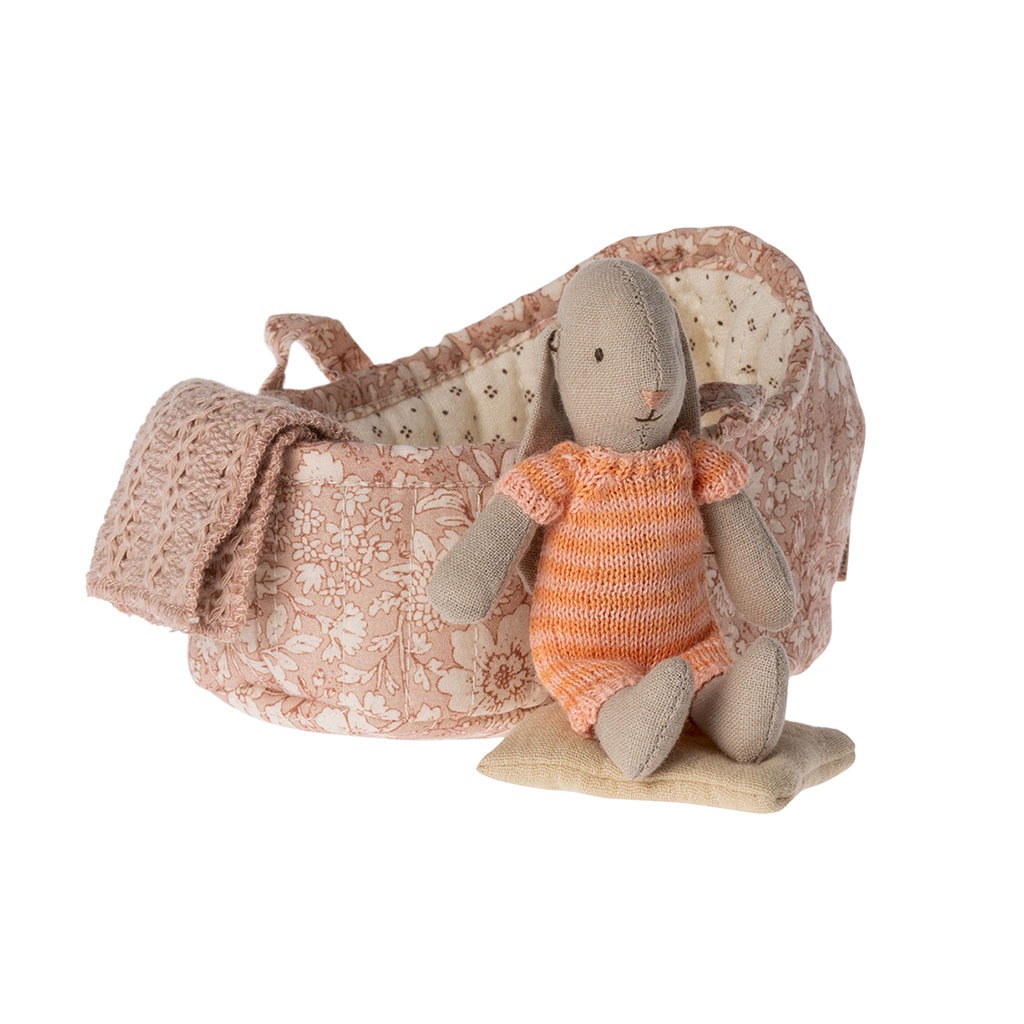 Maileg Lapin Bunny en couffin, Micro – Corail.