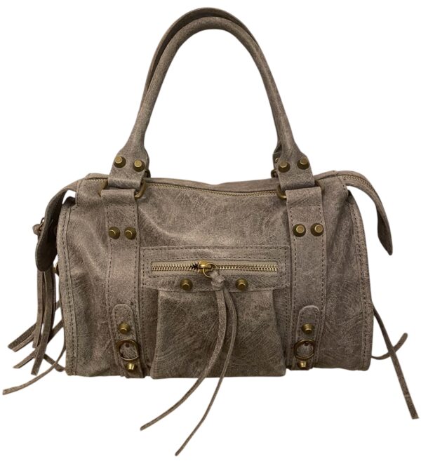 Sac Eva en cuir gris.