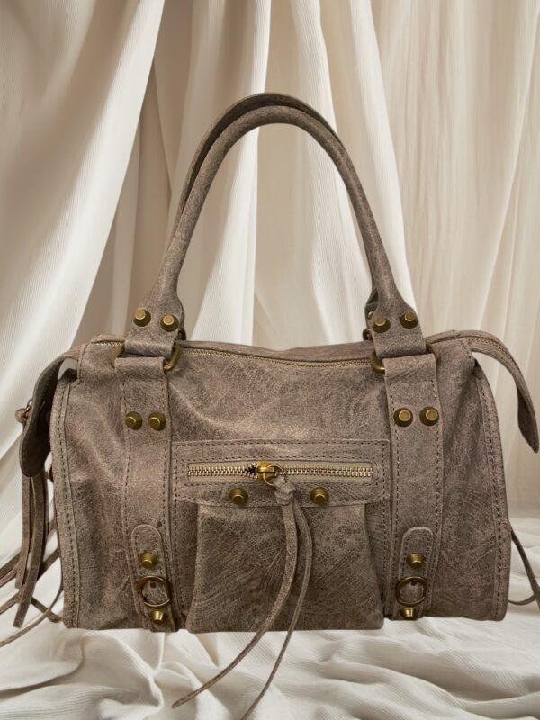 Sac Eva en cuir gris. - Image 2