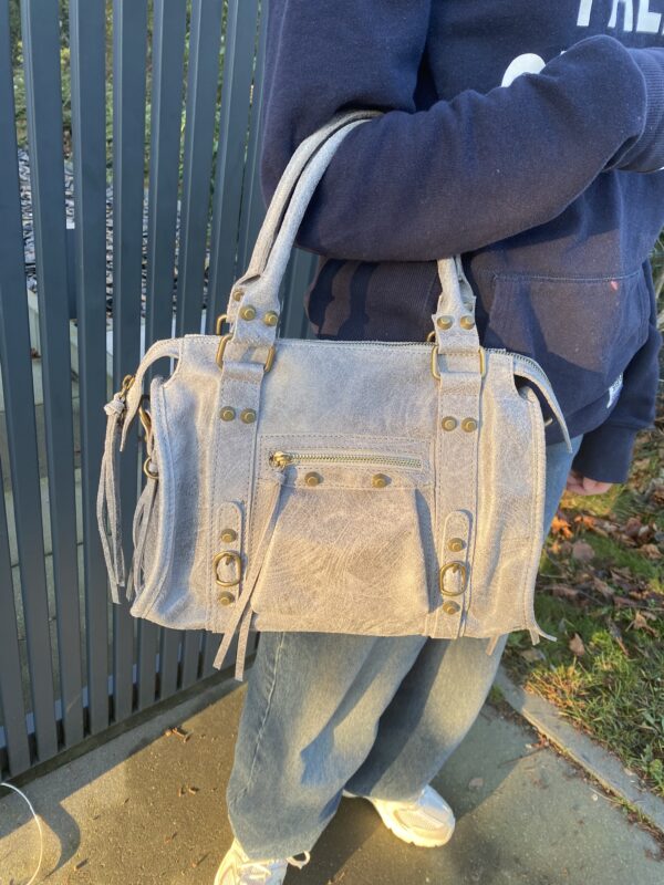 Sac Eva en cuir gris. - Image 5