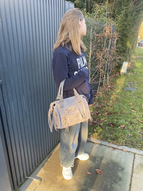 Sac Eva en cuir gris. - Image 7