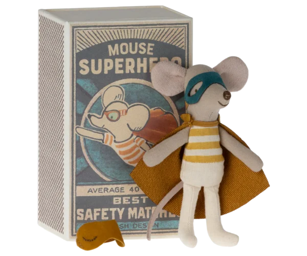 Maileg Souris Super héros, Petit Frère et sa boîte assortie. - Image 2