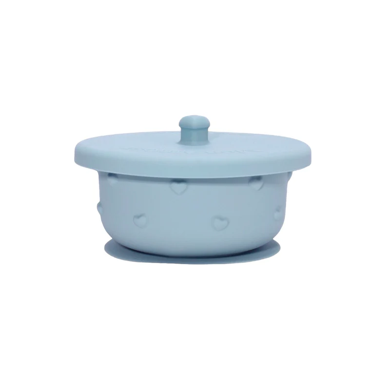 Bol en silicone avec couvercle Bleu Layette.