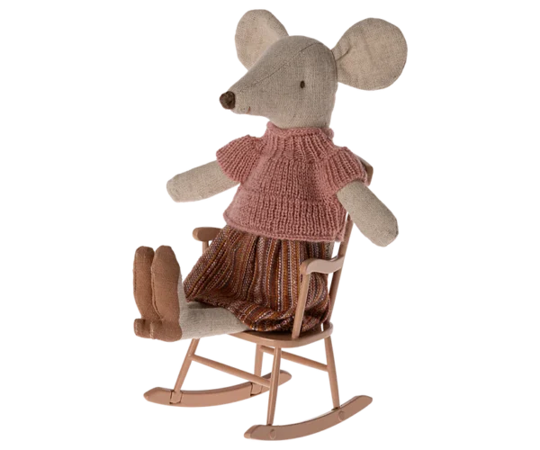 Maileg Rocking chair, Souris - Rose poudré. - Image 3