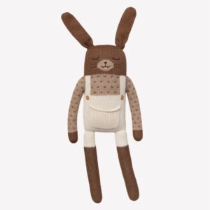 Doudou lapin grand modèle salopette écru | Main Sauvage
