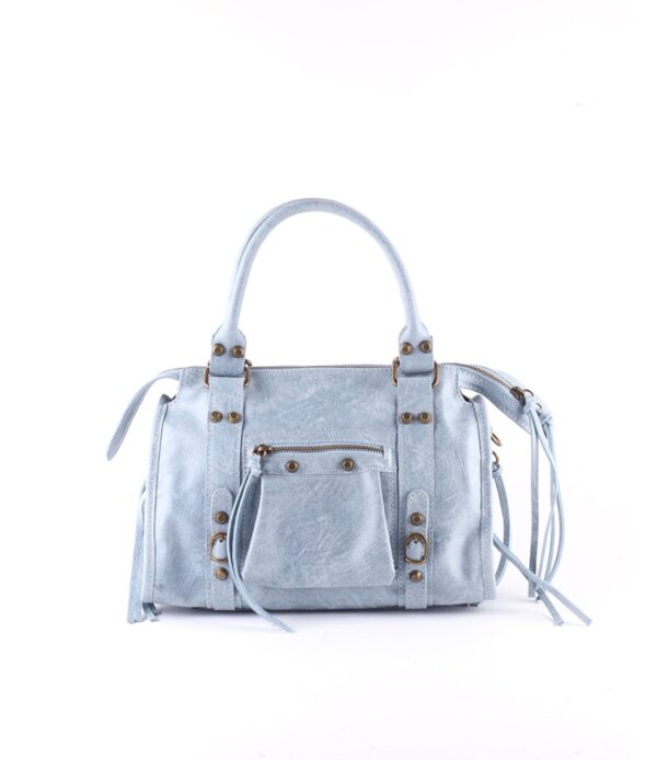 Sac Eva en cuir bleu ciel.