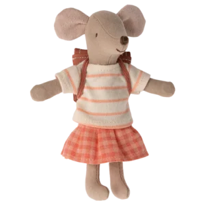 Maileg Souris Tricycle, Grande sœur – Corail.