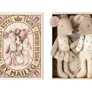 Maileg Jumeaux Royaux, Petit(e) sœur & frère souris dans leur boîte assortie.