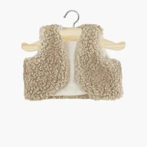 Minikane Gilet sans manches Tao en bouclette beige pour poupée 34-37cm.