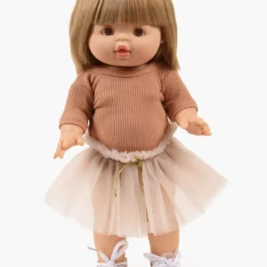 Minikane Ensemble Josepha body en maille côtelée cassonade et tutu beige pour poupée 34-37cm.