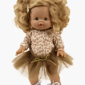 Minikane Ensemble Josepha body en maille côtelée Léo et tutu marron pour poupée 34-37cm.