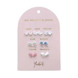 Ensemble de 7 paires de boucles d’oreilles en céramique – Une semaine de poésie Baby.