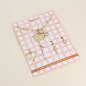 Cartelette WITH LOVE Collier et 6 pendentifs (coeurs).