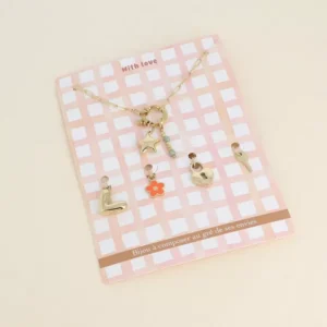 Cartelette WITH LOVE Collier et 6 pendentifs (étoile et pierres naturelles).
