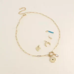 Cartelette CARPEDIEM Collier et 6 pendentifs (oeil et cristal).