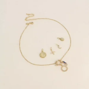 Cartelette CARPEDIEM Collier et 6 pendentifs (soleil et cristaux).