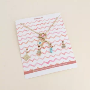 Cartelette CARPEDIEM Collier et 6 pendentifs (soleil oeil en émail et corne).
