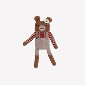 Doudou ourson chemise à carreaux sienne | Main Sauvage.