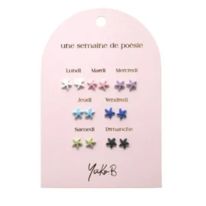 Ensemble de 7 paires de boucles d’oreilles en céramique – Une semaine de poésie Etoiles de Mer.