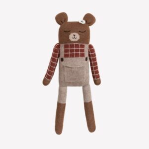 Doudou ours grand modèle chemise à carreaux sienne | Main Sauvage.