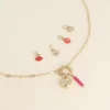Cartelette WITH LOVE Collier et 6 pendentifs (coeur strié et pierres naturelles). - Image 3