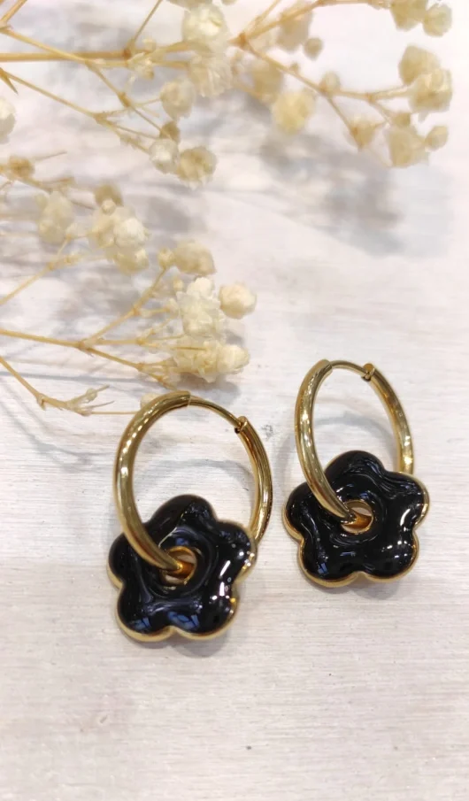 Boucles d’oreilles fleur (noir).