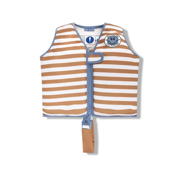 Gilet de sauvetage rayé marron/blanc 3-6 ans.