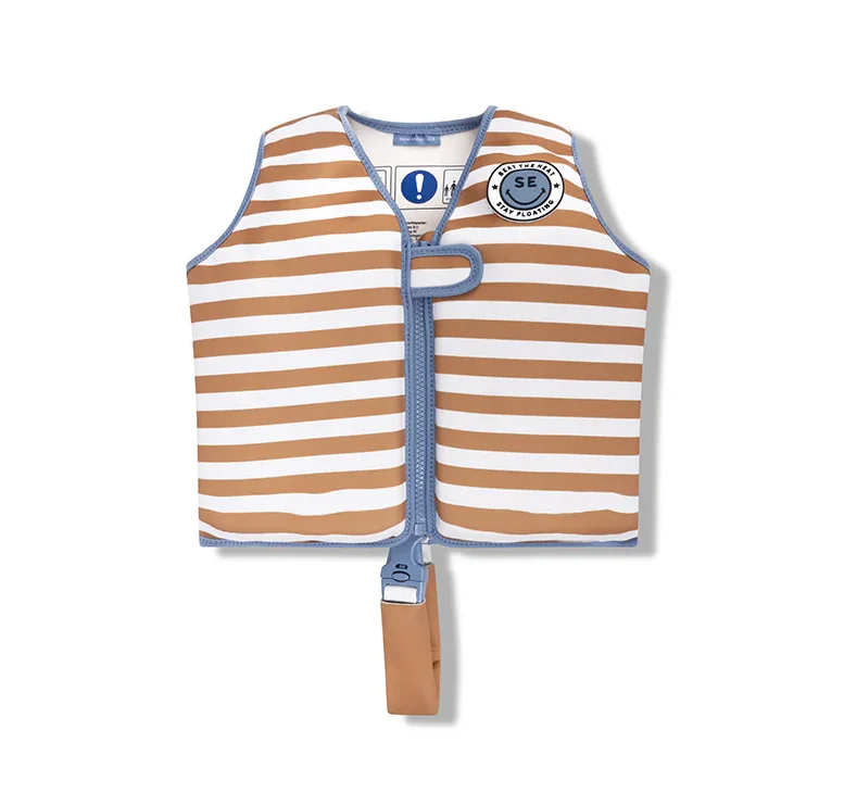 Gilet de sauvetage rayé marron/blanc 2-3 ans.