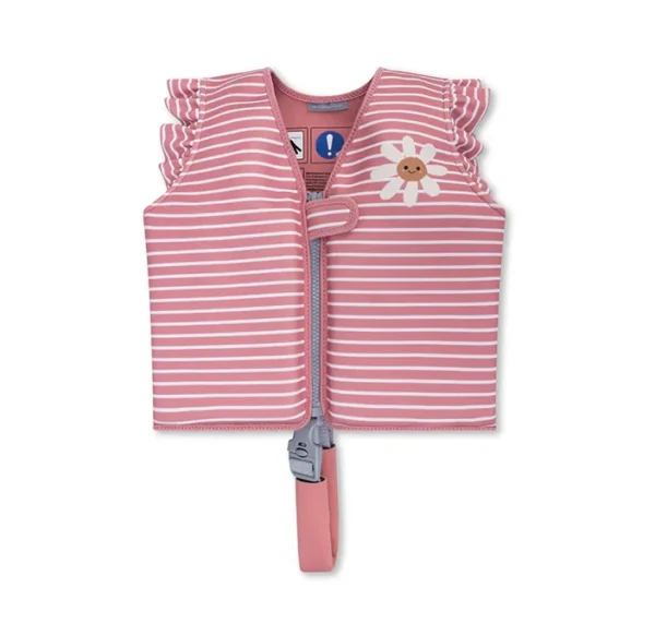 Gilet de sauvetage rayé rouge/blanc 2-3 ans.