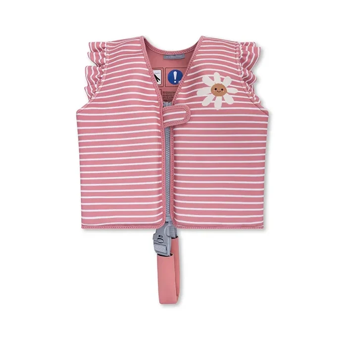 Gilet de sauvetage rayé rouge/blanc 2-3 ans.