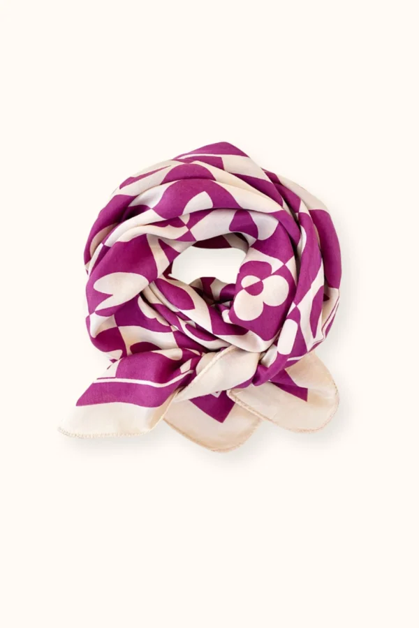 Apaches Collections – Big Foulard Palika « Damier » Fuchsia.