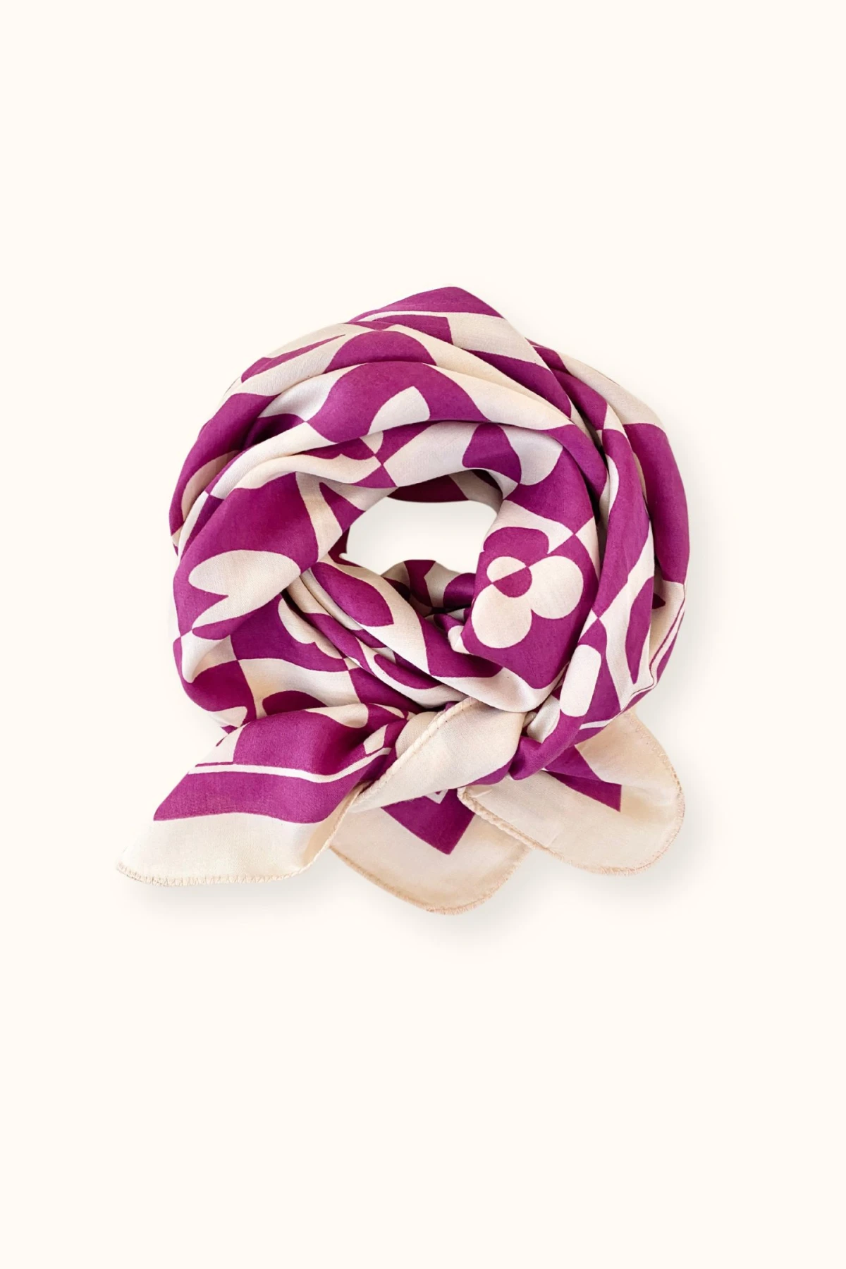 Apaches Collections – Big Foulard Palika « Damier » Fuchsia.
