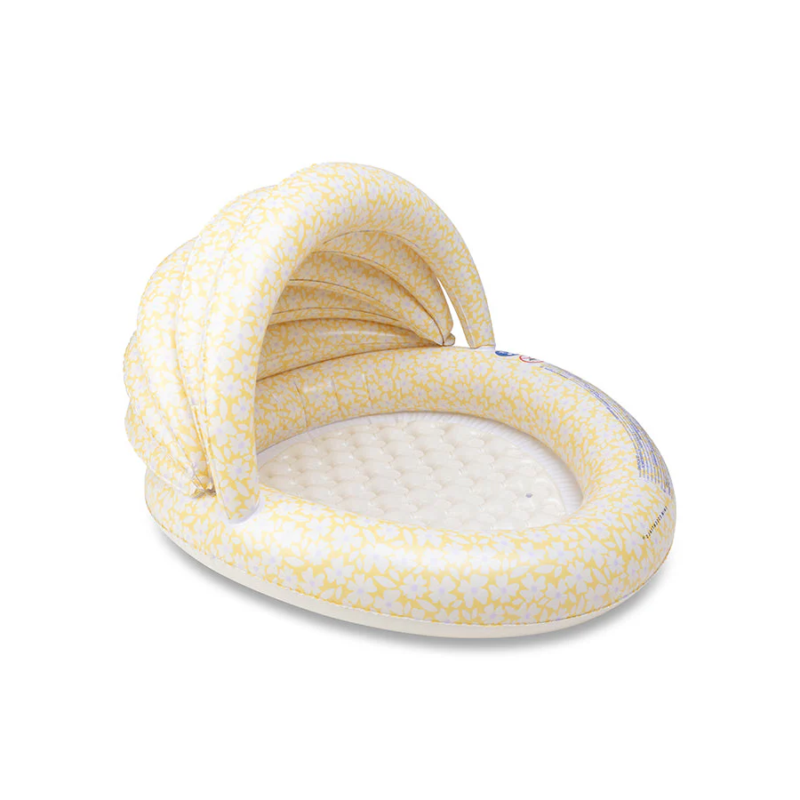 Piscine jaune Ø 100 cm avec parasol | Flore.