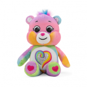 Peluche Bisounours TOUTENSEMBLE 22cm – Glitter cœur arc-en-ciel.